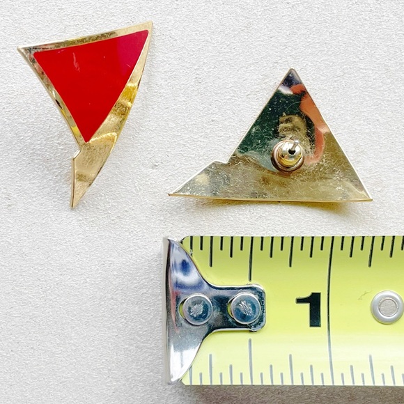 Red and Gold 80s Earrings - Picture 7 of 7